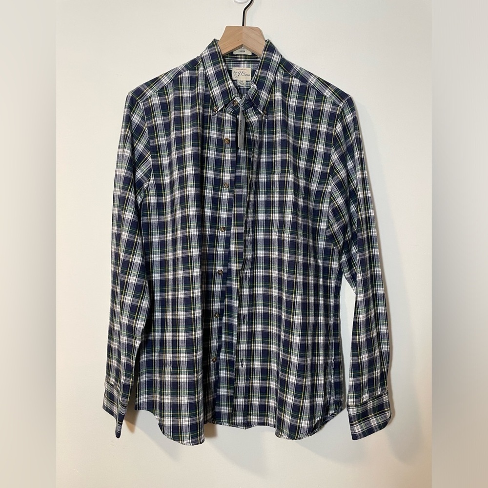 NWT J. Crew Slim Fit Brushed Twill Plaid Flannel Shirt Size Medium Soft & New! - Picture 4 of 12